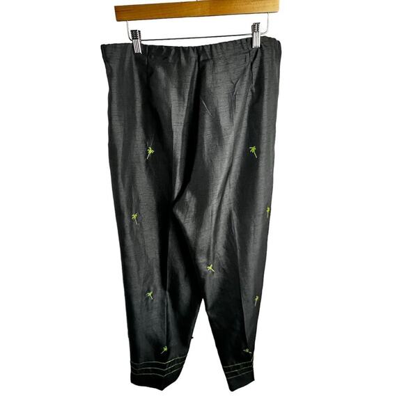 Sag Harbor Palm Tree Embroidered Cropped Linen Look Polyester Pants Womens Sz 16 - Picture 7 of 9